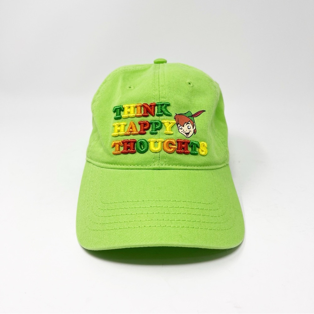 Disney Parks Peter Pan "Think Happy Thoughts" Embroidered Baseball Cap Green OS